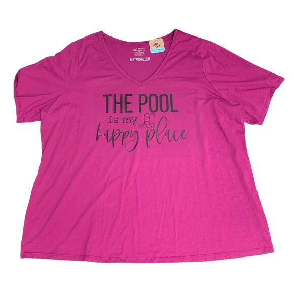 Lane Bryant Tops - Upcycled Hand Printed Womens Plus 26/28 Pool is My Happy Place Short Sleeve Tee